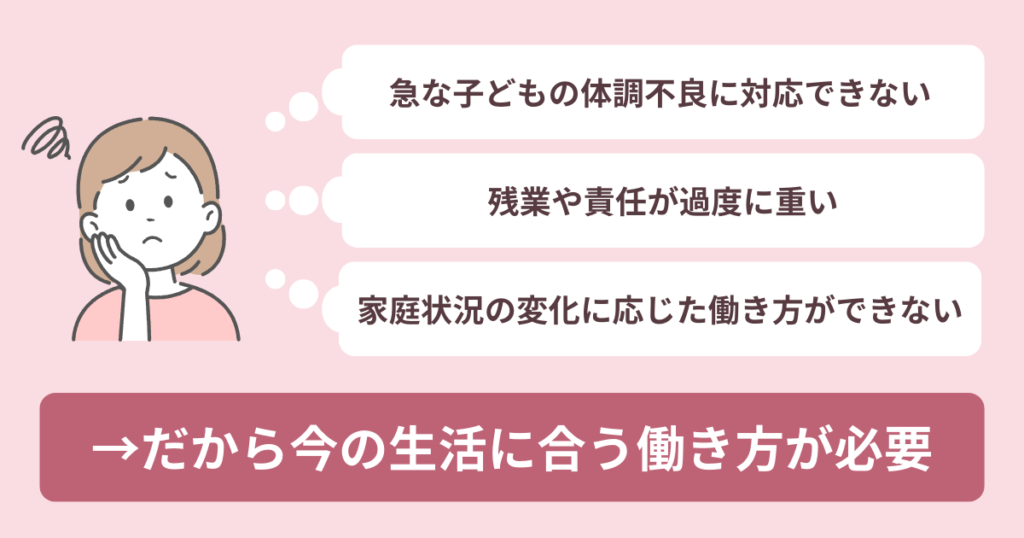 子育て中のママが働きづらい理由を説明